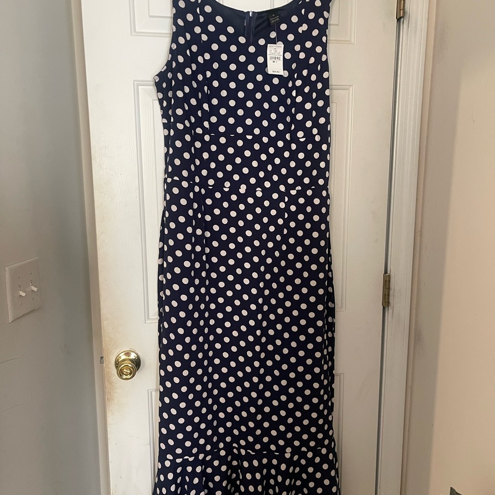 Navy Polka Dot Maxi Dress